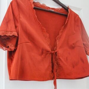 Elegant Orange Lace Top